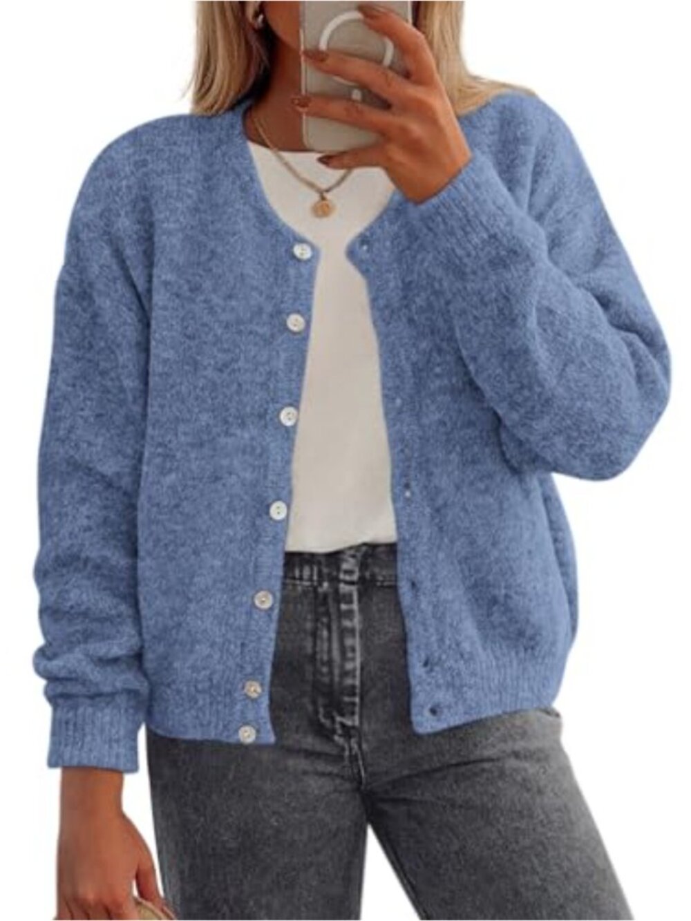 Women's Long Sleeve Button Down Cardigan Sweater - Loose Fit Knit Top